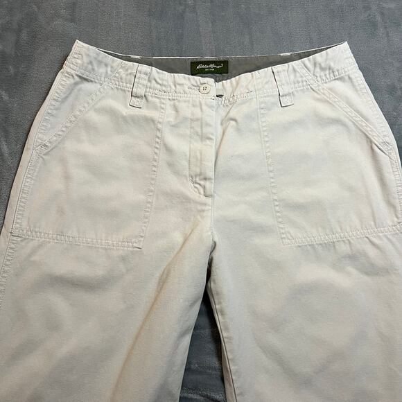 Eddie Bauer Mid Rise Cropped Straight Leg Cotton Khaki Pants Size 8 Outdoors - Picture 3 of 12